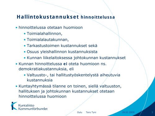 Palvelutoiminnan kustannuslaskenta, hinnoittelu ja ... - Kunnat.net