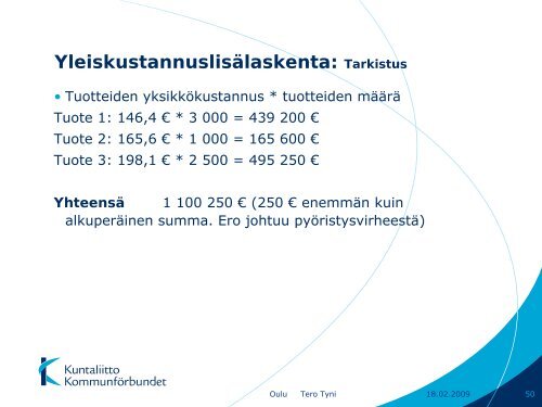 Palvelutoiminnan kustannuslaskenta, hinnoittelu ja ... - Kunnat.net