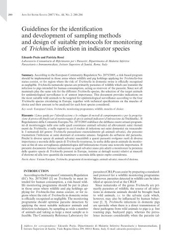 Trichinella - Istituto Superiore di Sanità