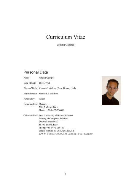 Curriculum Vitae - Faculty of Computer Science