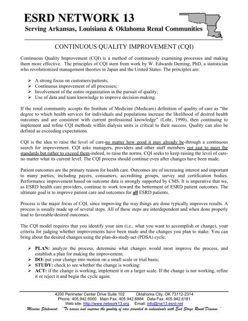 No Matter How You Define Quality >> Continuous Quality Improvement Cqi Esrd Network 13 No Matter How You Define Quality >> Continuous Quality Improvement Cqi Esrd Network 13