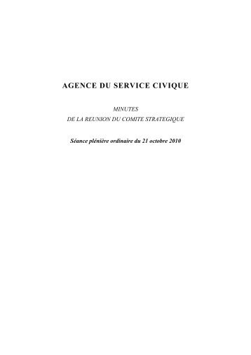 Compte rendu de la réunion du comité stratégique ... - Service Civique
