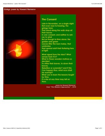 Howard Nemerov - poem 'The Consent'