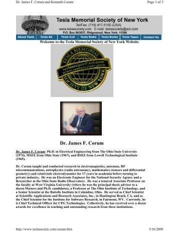 Dr. James F. Corum - Agriculture Defense Coalition