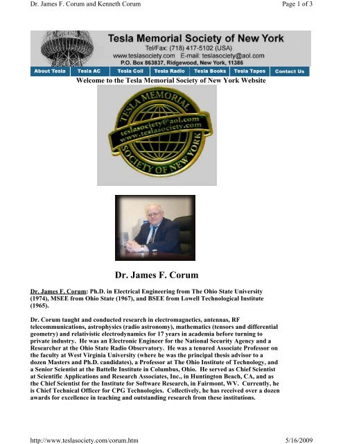 Dr. James F. Corum - Agriculture Defense Coalition