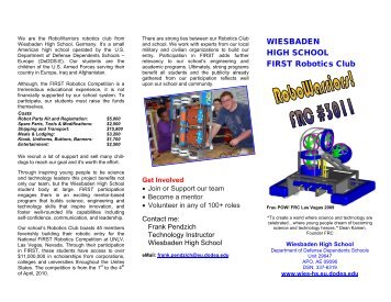 WIESBADEN HIGH SCHOOL FIRST Robotics Club - DoDEA