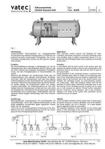 Central Vacuum Unit Type ALES 61501 3 - vatec Maschinenbau ...