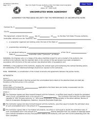 Uncompleted Work Agreement Form - New York State Thruway