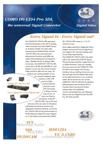 COMO DV-1394 Pro SDI, the universal Signal Convertor