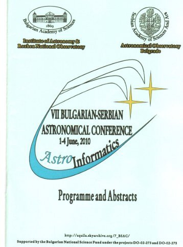 VIIth Bulgarian-Serbian Astronomical Conference - Observatoire de ...