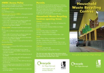 Household Waste Recycling Centres opening times - Wigan Council