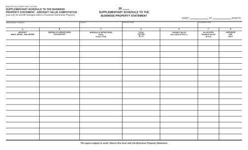 Supplementary Schedule to the Business Property Statement