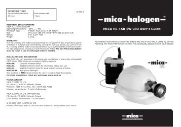 HL-150 1W LED ENG - Mica Elektro OY Ltd