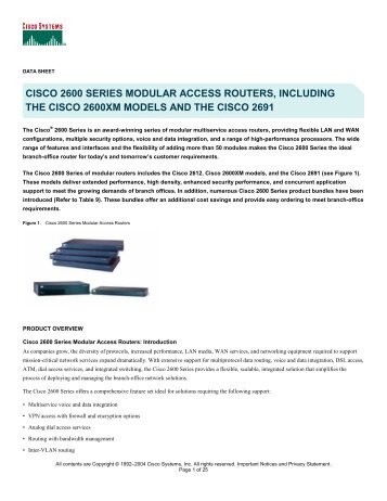 cisco 2600 series modular access routers, including the cisco ...