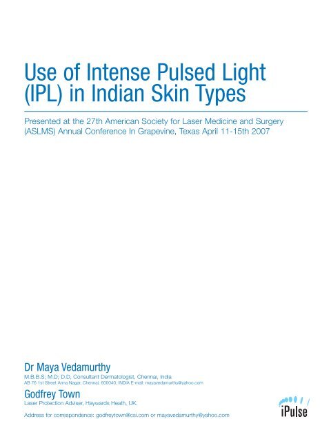 Use of Intense Pulsed Light (IPL) in Indian Skin Types - ResearchGate