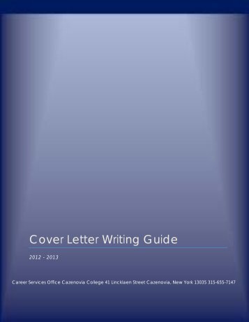 Cover Letter Writing Guide - CazNet > Home - Cazenovia College