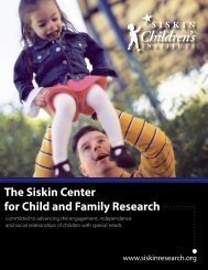 The Siskin Center for Child and Family Research - Siskin Children's ...