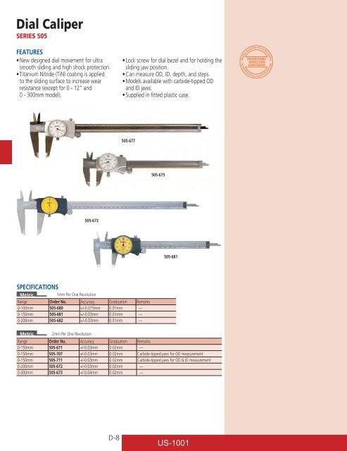 Mitutoyo1001 Catalog.pdf - JW Donchin CO.