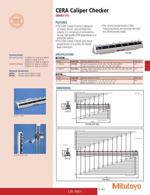 Mitutoyo1001 Catalog.pdf - JW Donchin CO.