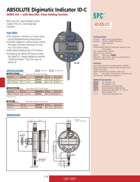 Mitutoyo1001 Catalog.pdf - JW Donchin CO.