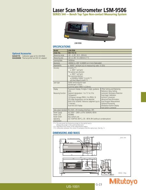 Mitutoyo1001 Catalog.pdf - JW Donchin CO.