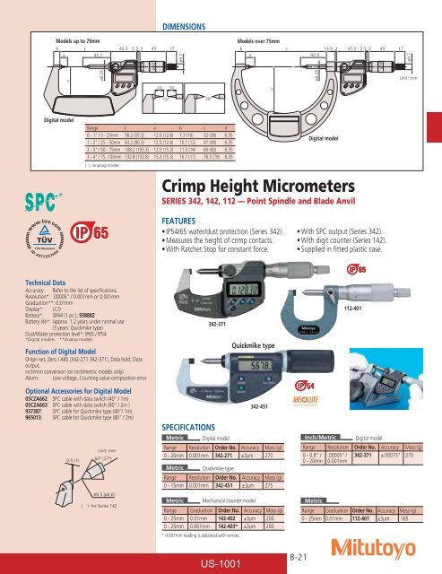 Mitutoyo1001 Catalog.pdf - JW Donchin CO.