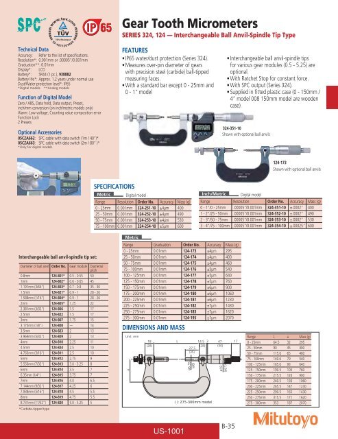 Mitutoyo1001 Catalog.pdf - JW Donchin CO.