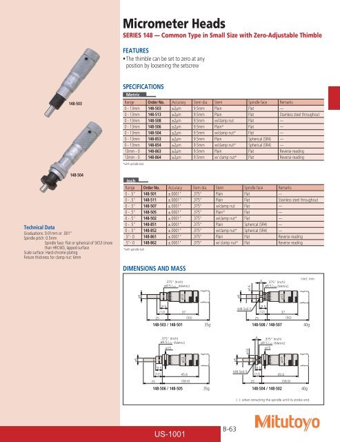 Mitutoyo1001 Catalog.pdf - JW Donchin CO.