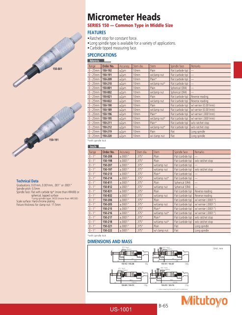 Mitutoyo1001 Catalog.pdf - JW Donchin CO.