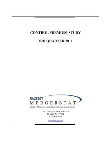 CONTROL PREMIUM STUDY 3RD QUARTER 2011 - BVMarketData