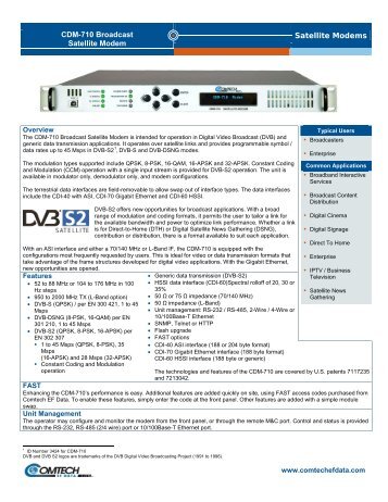 Satellite Modems CDM-710 Broadcast Satellite ... - telecomnetworks