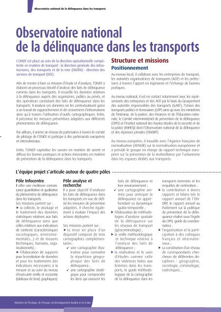 l'Observatoire national de la dÃ©linquance dans les transports