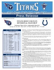 TITANS HOST COLTS IN DIVISIONAL MATCHUP - NFL.com