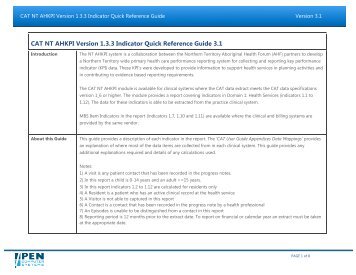 CAT NT AHKPI Indicator Quick reference Guide - Pen Computer ...