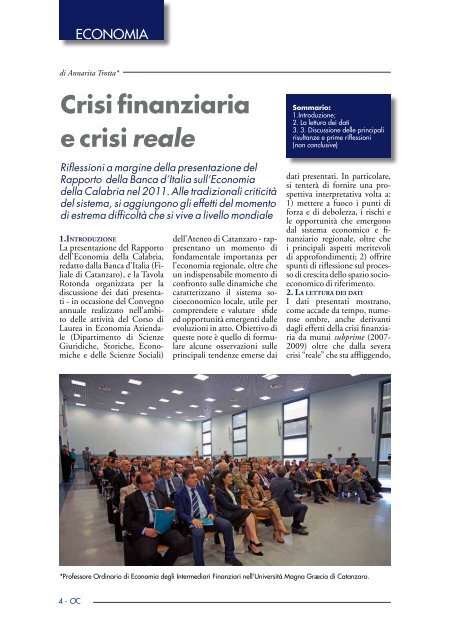 numero 4 anno 2012 - CCIAA di Catanzaro - Camera di Commercio
