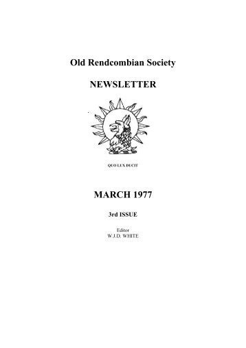 Old Rendcombian Newsletter 1977 - The Old Rendcombian