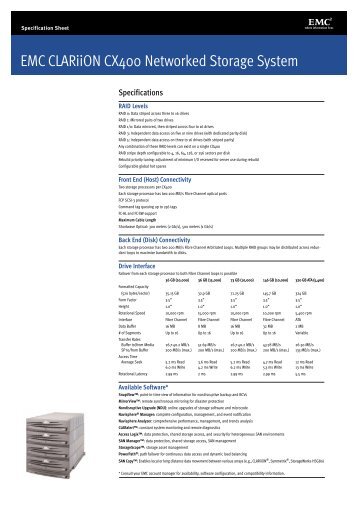 EMC CLARiiON CX400 Networked Storage System - Spectra