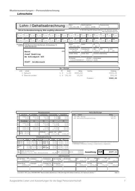 Sage Personalwirtschaft Musterauswertungen - WEKO ...