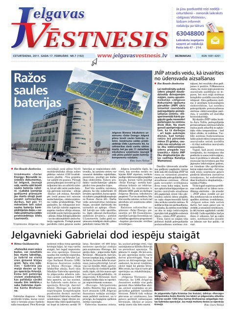 2011.gada 17.februÄris Nr.7(192) - Jelgavas VÄstnesis