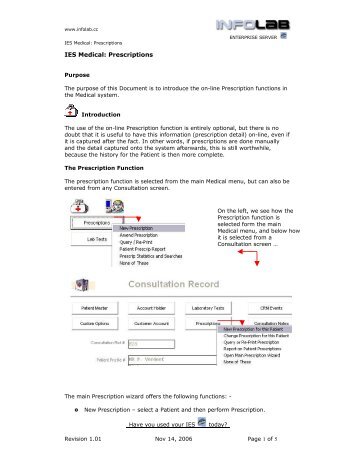 IES Medical: Prescriptions - Infolab