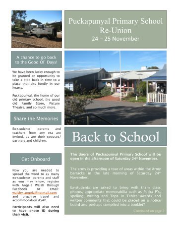 flyer for more information - Puckapunyal Primary School