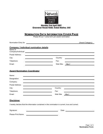 award nomination form - ITP.net