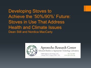 Developing Stoves to Achieve the '50%/90%' Future - Energetics ...