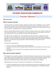 PATIENT EDUCATION HANDOUTS Tourette's Disorder