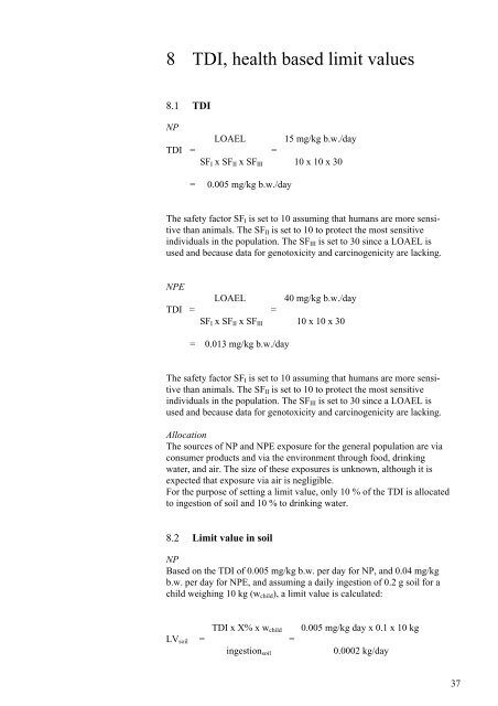 Toxicological Evaluation and Limit Values for ... - MiljÃ¸styrelsen