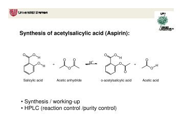 Synthesis of acetylsalicylic acid (Aspirin): â¢ Synthesis / working-up ...