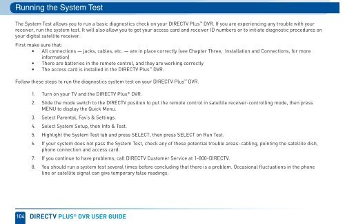 table of contents - DirecTV