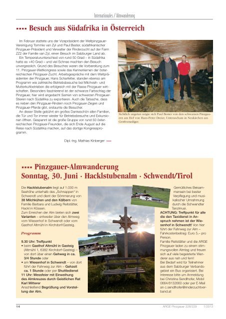 Pinzgauer Aktuell 1/2013 - Rinderzuchtverband Salzburg
