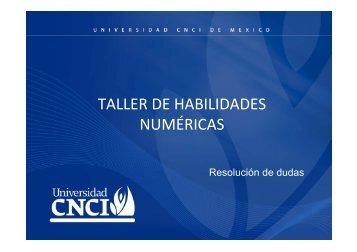 TALLER DE HABILIDADES NUMÉRICAS