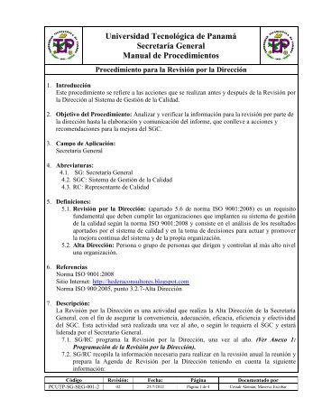 Procedimiento para la RevisiÃ³n por la DirecciÃ³n - Universidad ...